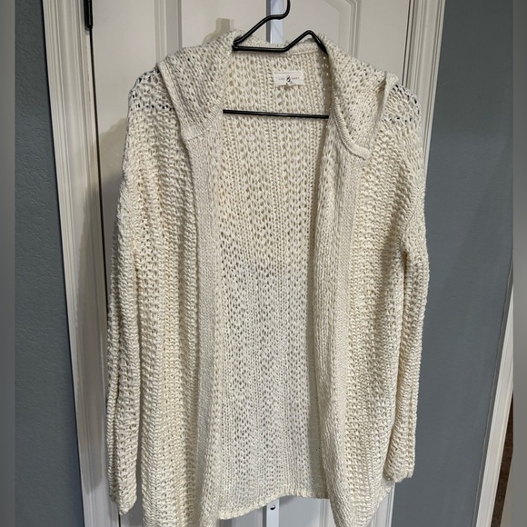 LOU & GREY || Cream Long Crochet Cardigan With Hood XS - Picture 1 of 4